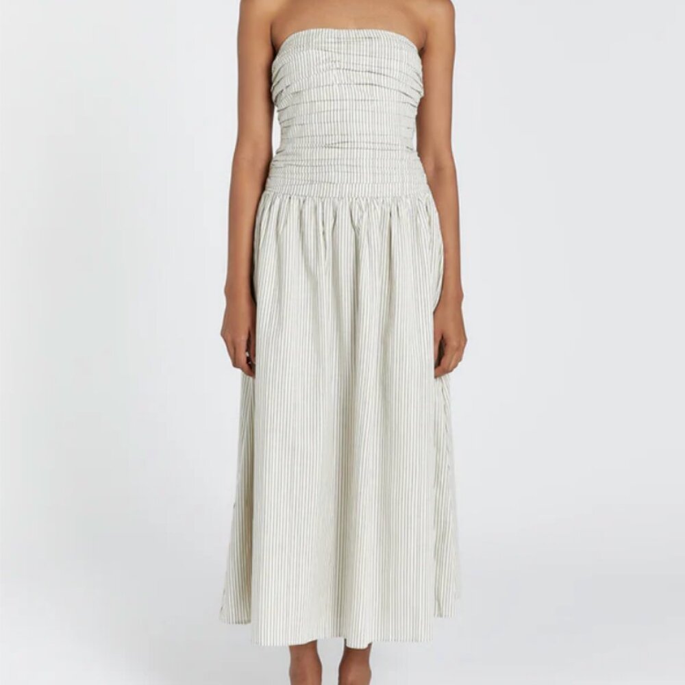 NWT DISSH | AYLA CREAM STRIPE MIDI DRESS